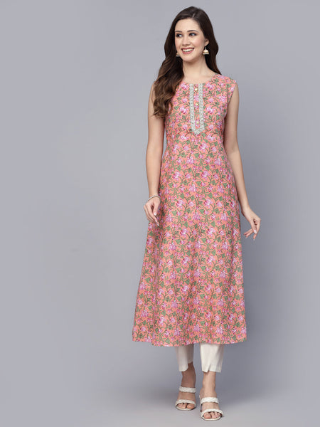 Printed Cotton A-Line Kurta