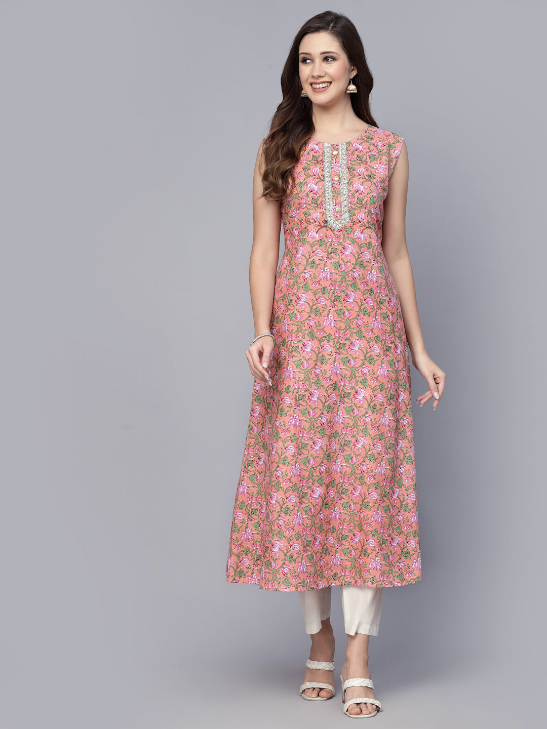 Printed Cotton A-Line Kurta