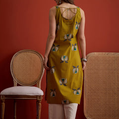 Stylum Women's Corn Block Printed Cotton Straight Kurta (CORNLETTUCE)