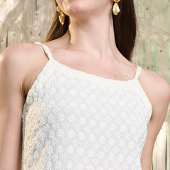 Stylum Women's Cream Chikankari Rayon Straight Kurta (CREAMGLAM)