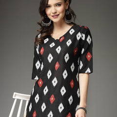 Stylum Women's Ikat Print Cotton Co-Ords Set (CS004BLACK)