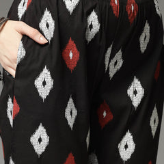Stylum Women's Ikat Print Cotton Co-Ords Set (CS004BLACK)