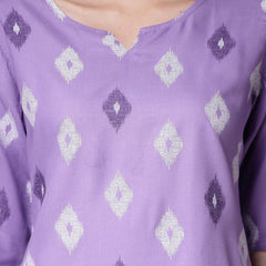 Stylum Women's Ikat Print Rayon Co-Ords Set (CS004PURPLE)