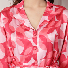 Stylum Women's Geometric Printed Satin Co-Ord Set (CSALINA)