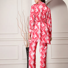 Geometric Printed Satin Co-Ord Set