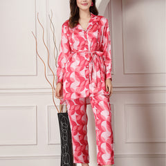 Stylum Women's Geometric Printed Satin Co-Ord Set (CSALINA)