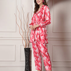 Stylum Women's Geometric Printed Satin Co-Ord Set (CSALINA)