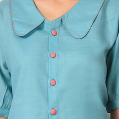 Stylum Women's Solid Cotton Blend Co-Ord Set (CSAQUABEACH)