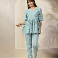 Stylum Women's Ethnic Motifs Printed Rayon Co-Ord Set (CSAQUAFREDY)