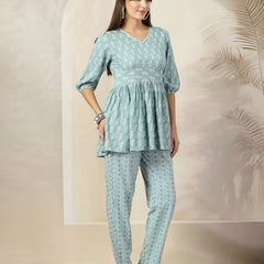 Stylum Women's Ethnic Motifs Printed Rayon Co-Ord Set (CSAQUAFREDY)