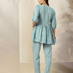 Stylum Women's Ethnic Motifs Printed Rayon Co-Ord Set (CSAQUAFREDY)