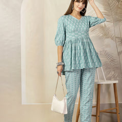 Stylum Women's Ethnic Motifs Printed Rayon Co-Ord Set (CSAQUAFREDY)