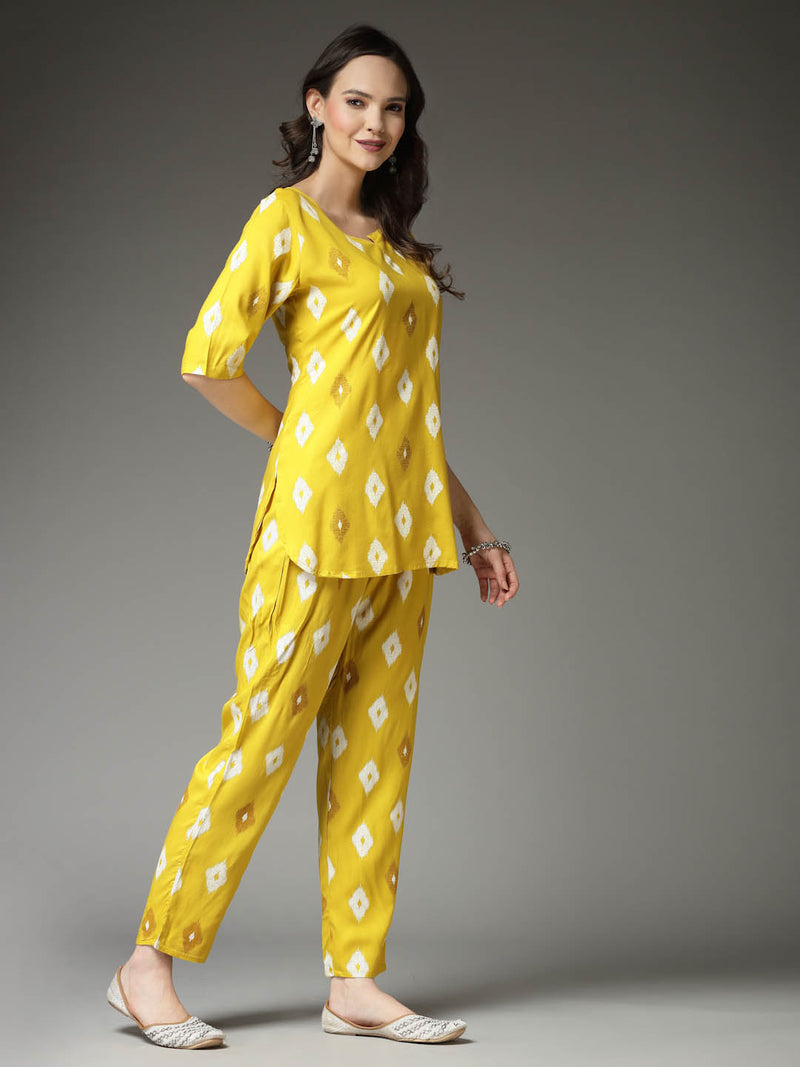 Stylum Women's Ikat Print Rayon Co-Ords Set (CSARROW)