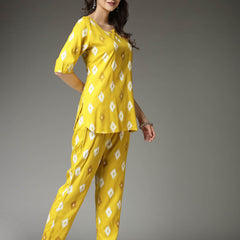 Stylum Women's Ikat Print Rayon Co-Ords Set (CSARROW)