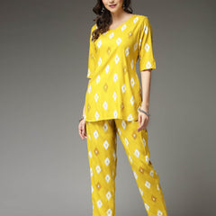 Stylum Women's Ikat Print Rayon Co-Ords Set (CSARROW)