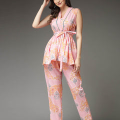 Stylum Women's Floral Printed Cotton Co-Ord Set (CSBARBIEPINK)