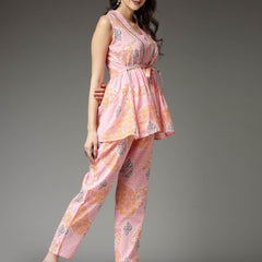 Stylum Women's Floral Printed Cotton Co-Ord Set (CSBARBIEPINK)