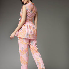 Stylum Women's Floral Printed Cotton Co-Ord Set (CSBARBIEPINK)
