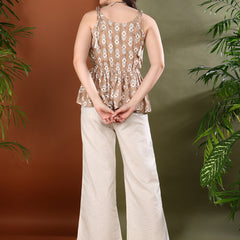 Stylum Women's Beige Floral Printed Rayon Co-ords Set (CSBEIGEBAGA)