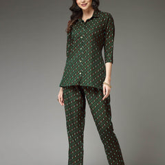 Stylum Women's Printed Poly Crepe Co-Ord Set (CSGREENPARK)