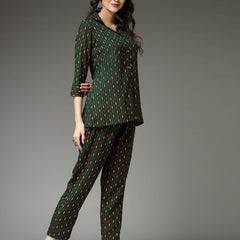 Stylum Women's Printed Poly Crepe Co-Ord Set (CSGREENPARK)