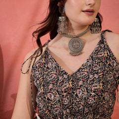 Stylum Women's Black Floral Printed Cotton Co-Ord Set (CSBLACKBON)