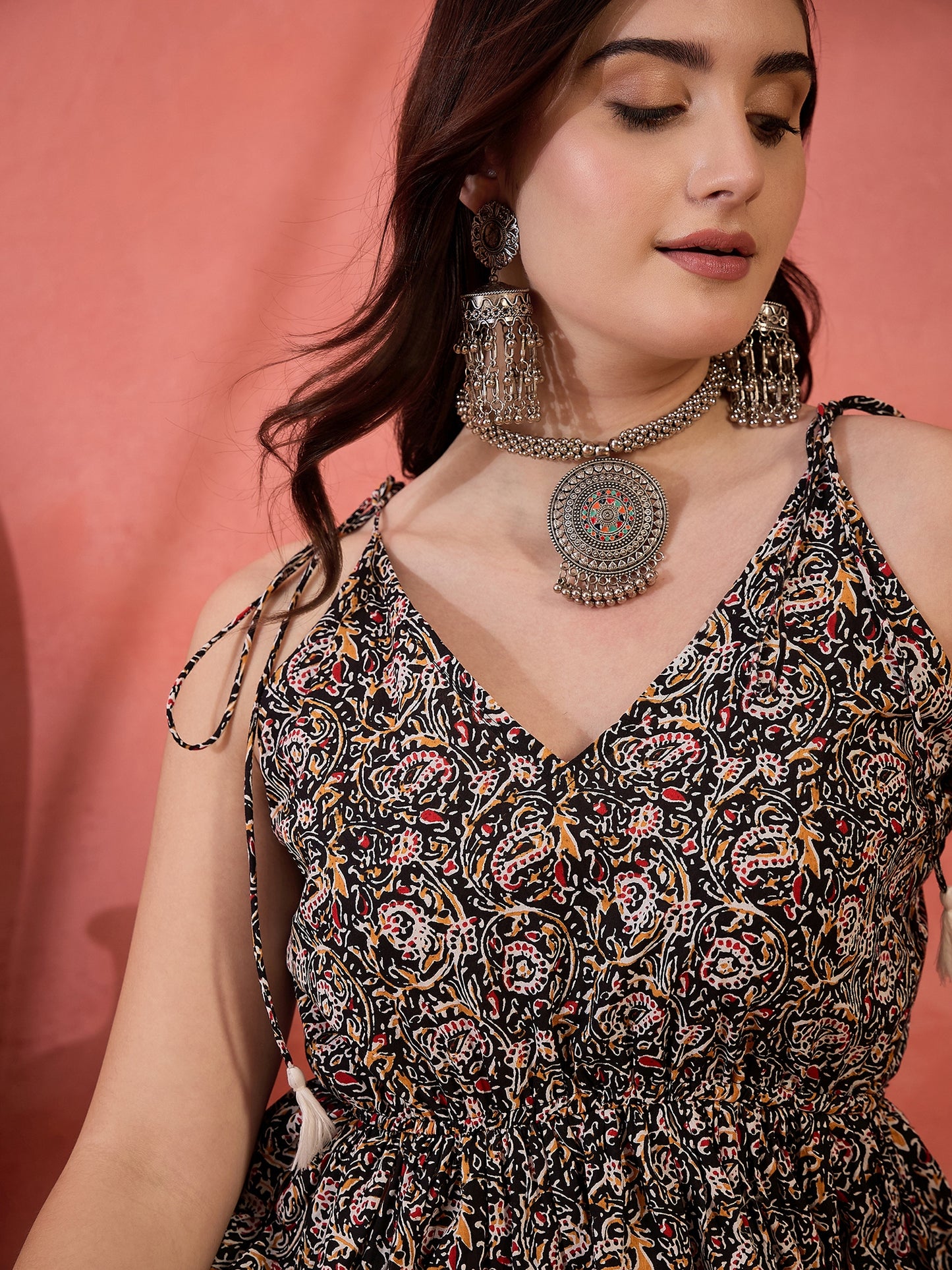 Stylum Women's Black Floral Printed Cotton Co-Ord Set (CSBLACKBON)