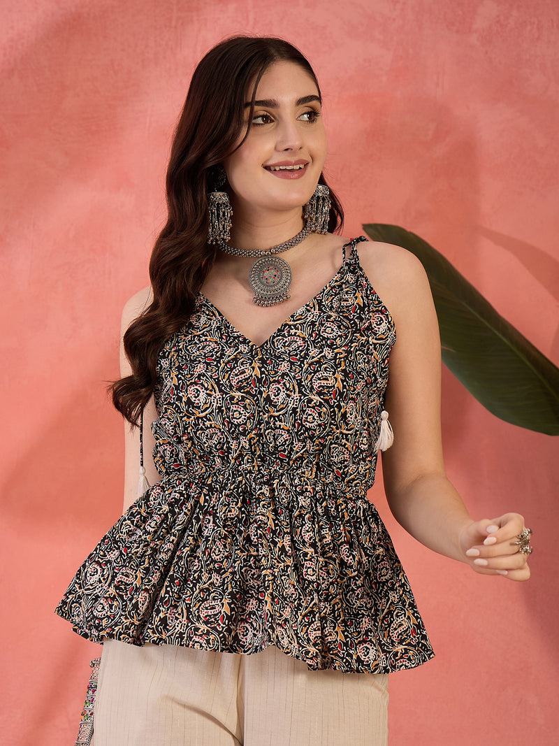 Stylum Women's Black Floral Printed Cotton Co-Ord Set (CSBLACKBON)