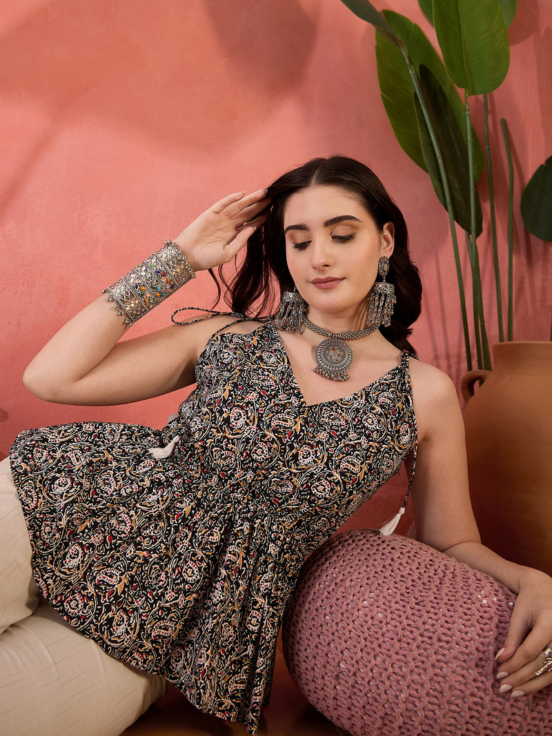 Stylum Women's Black Floral Printed Cotton Co-Ord Set (CSBLACKBON)