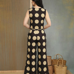 Stylum Women's Black Polka Dots Cotton Co-Ords Set (CSBLACKGLOBAL)
