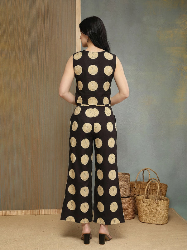 Stylum Women's Black Polka Dots Cotton Co-Ords Set (CSBLACKGLOBAL)