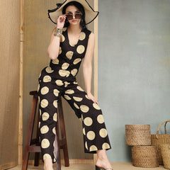 Stylum Women's Black Polka Dots Cotton Co-Ords Set (CSBLACKGLOBAL)