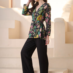 Stylum Women's Black Floral Printed Katha Cotton Co-ord Set (CSBLACKGUM)