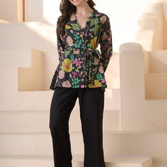 Stylum Women's Black Floral Printed Katha Cotton Co-ord Set (CSBLACKGUM)