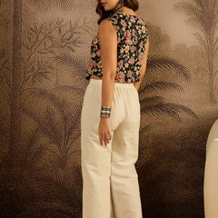 Stylum Women's Black Floral Printed Cotton Vest Co-Ord Set (CSBLACKHERITAGE)