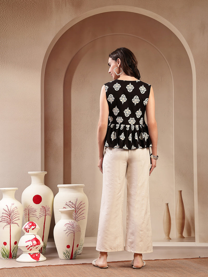 Stylum Women's Black Floral Printed Rayon Co-Ord Set (CSBLACKJAMUN)