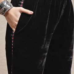 Stylum Women's Embroidered Velvet Co-Ords Set (CSBLACKJUSS)