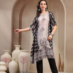 Stylum Women's Black Mirror Work Printed Silk Blend Co-Ord Set (CSBLACKMARRY)