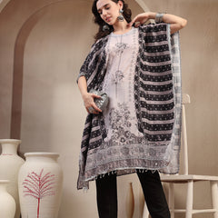 Stylum Women's Black Mirror Work Printed Silk Blend Co-Ord Set (CSBLACKMARRY)