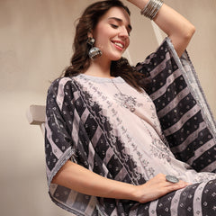 Stylum Women's Black Mirror Work Printed Silk Blend Co-Ord Set (CSBLACKMARRY)