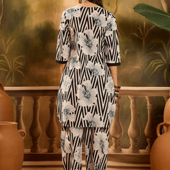 Stylum Women's Black Striped & Floral Printed Cotton Co-ord Set (CSBLACKNORBU)