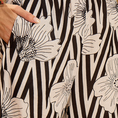 Stylum Women's Black Striped & Floral Printed Cotton Co-ord Set (CSBLACKNORBU)