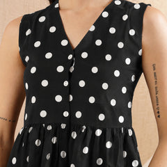 Stylum Women's Black Polka Printed Rayon Co-Ord Set (CSBLACKPOLKA)