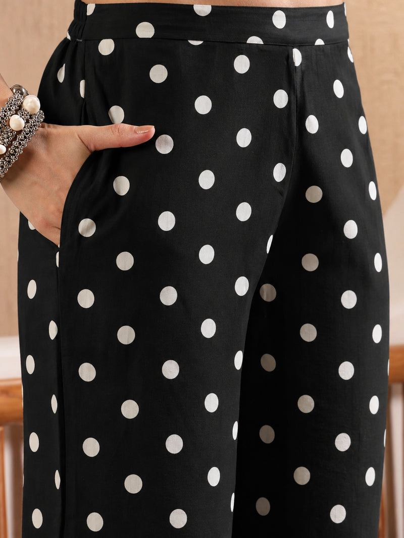 Stylum Women's Black Polka Printed Rayon Co-Ord Set (CSBLACKPOLKA)