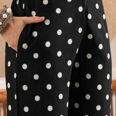 Stylum Women's Black Polka Printed Rayon Co-Ord Set (CSBLACKPOLKA)