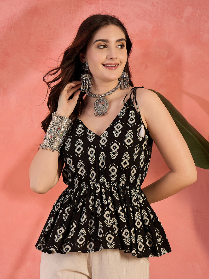 Stylum Women's Black Ethnic Printed Rayon Co-Ord Set (CSBLACKROLEX)