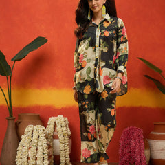 Stylum Women's Black Floral Printed Rayon Co-Ord Set (CSBLACKRUSSIA)