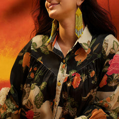 Stylum Women's Black Floral Printed Rayon Co-Ord Set (CSBLACKRUSSIA)