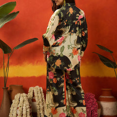 Stylum Women's Black Floral Printed Rayon Co-Ord Set (CSBLACKRUSSIA)