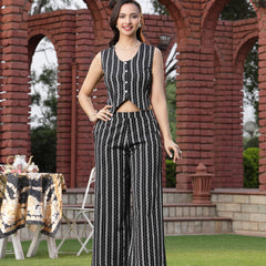 Stylum Women's Black Printed Cotton Blend Co-Ords Set (CSBLACKSCOTT)